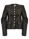 Khaite Long-sleeved Leather Jacket In Black