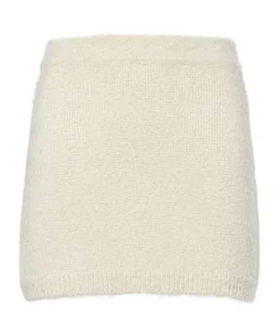 Khaite Darrion Silk And Cashmere Miniskirt In Neutral
