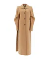Khaite Women's Long Coat With Deep Side Slits In Nude