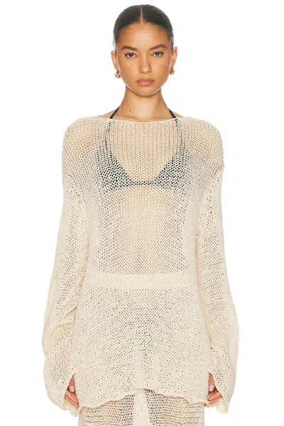 Khaite Davet Open-knit Silk And Cotton-blend Sweater In Neutral