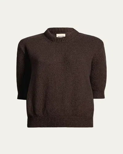 KHAITE DAVIN SHORT-SLEEVE CASHMERE SWEATER