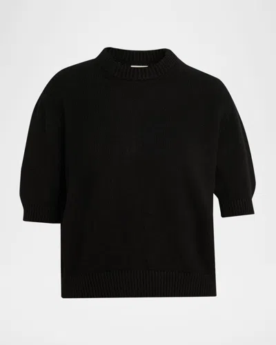 Khaite Davin Short-sleeve Cashmere Sweater In Black