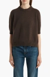 Khaite Davin Short Sleeve Cashmere Sweater In Brown