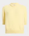 Khaite Davin Short-sleeve Cashmere Sweater In Yellow