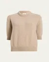 Khaite Davin Short-sleeve Cashmere Sweater In Beige
