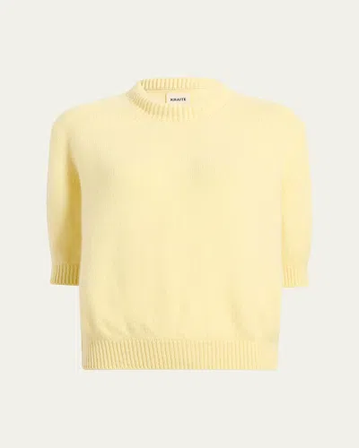 KHAITE DAVIN SHORT-SLEEVE CASHMERE SWEATER