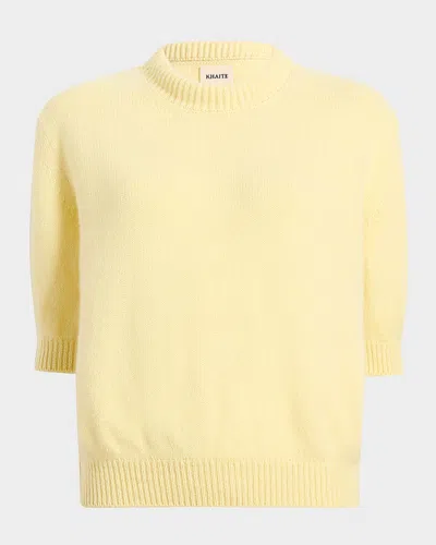 KHAITE DAVIN SHORT-SLEEVE CASHMERE SWEATER