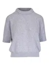 Khaite Davin Cashmere Knit Top In 灰色