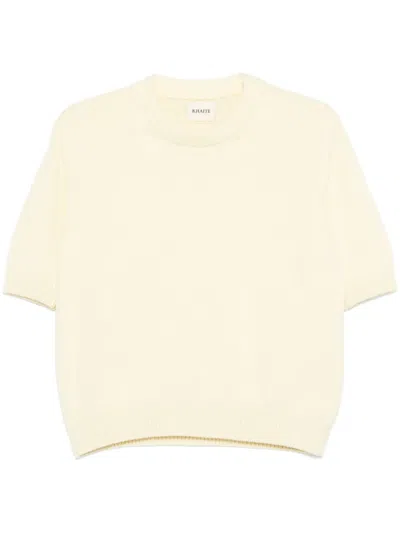 Khaite Womens Davin Short-sleeve Cashmere Jumper Zest