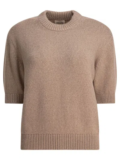 Khaite Davin Cashmere Knit Top In Sand