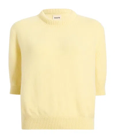 Khaite Davin S/s Cashmere Sweater In Yellow