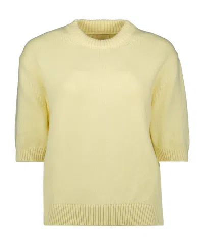 Khaite Womens Davin Short-sleeve Cashmere Jumper Zest