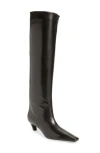 Khaite Davis Slouchy Leather Knee Boots In Black