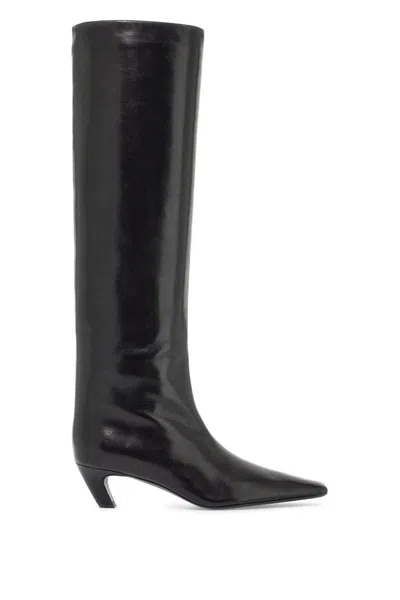 Khaite Davis Knee-high Shiny Leather Boots In Black