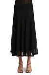 Khaite Dawn Pointelle-knit Midi Skirt In Black