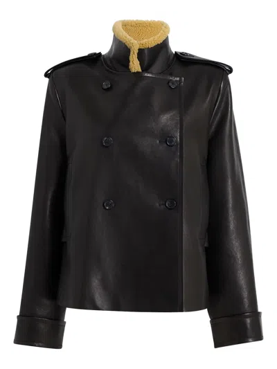 Khaite Button Leather-jacket In Black