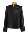 Khaite Dean Leather Double-breasted Jacket With Lamb Shearling Collar In Black