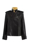 Khaite Dean Shearling-collar Leather Jacket In Black
