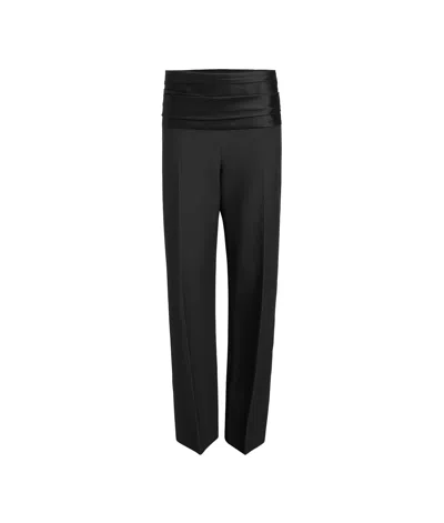 Khaite Deconstructed Waistband Casual Pants In Black