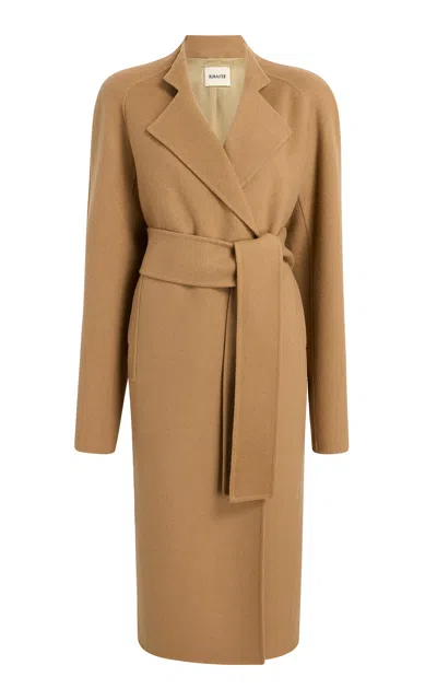 Khaite Deena Belted Wool Coat In Tan