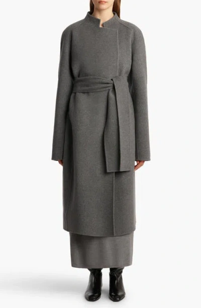 Khaite Deena Wool Belted Coat In Gray