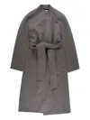 Khaite Belted Wool Single-breasted Coat In Gray