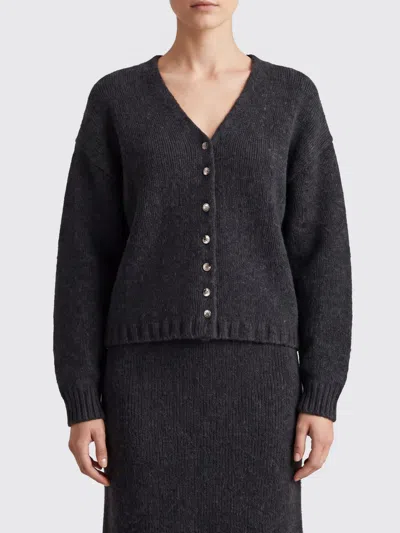 Khaite Deep V-neck Pure Cashmere Cardigan In Black