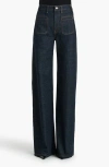 Khaite Delmonico Patch Pocket Wide-leg Jeans In Blue