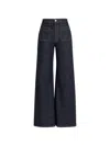 Khaite Delmonico Patch Pocket Wide-leg Jeans In Metallic