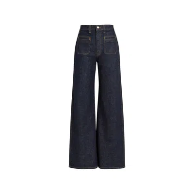 Khaite Delmonico Patch Pocket Wide-leg Jeans In Black