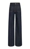 Khaite Delmonico Stretch High-rise Wide-leg Jeans In Blue