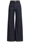 Khaite Delmonico Patch Pocket Wide-leg Jeans In Blue