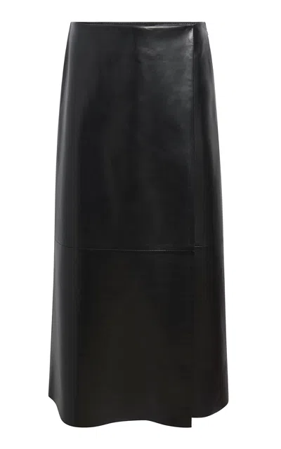 Khaite Demi Mid-rise Plongé Leather Midi Skirt