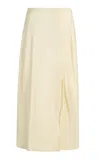 Khaite Demi Silk Midi Wrap Skirt In Metallic