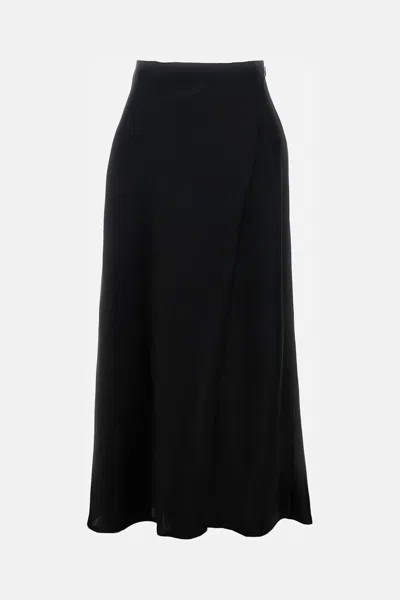 Khaite Flared Black Maxi Skirt With Invisible Zip Closure