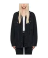 Khaite Denim Coat With Buttons On The Front In Black