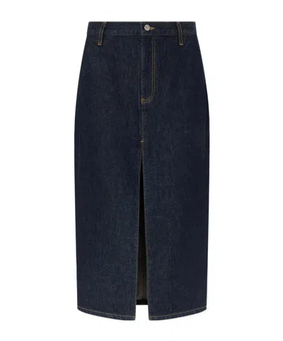 Khaite Denim Midi Skirt In Black