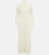 Khaite Devon Crêpe Jersey Midi Dress In Cream