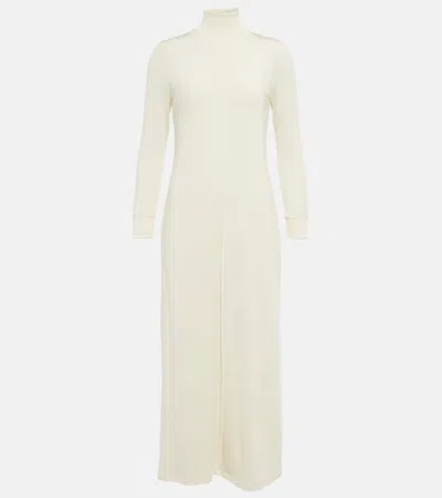 Khaite Devon Crêpe Jersey Midi Dress In Cream