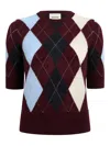 Khaite Anders Argyle Cashmere-blend Top In Brown