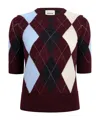 Khaite Anders Argyle Cashmere-blend Top In Brown