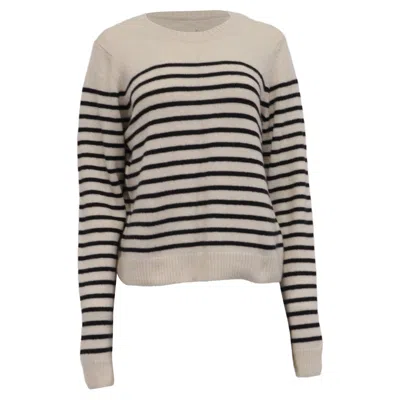 Khaite Diletta Striped Sweater In White Cashmere In Gray