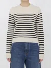 Khaite And Navy Blue Striped Merino Wool Sweater In White