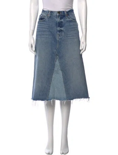 Pre-owned Khaite Distressed Accents Knee-length Skirt In Blue