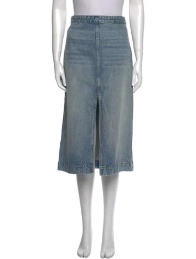 Pre-owned Khaite Distressed Accents Knee-length Skirt In Blue