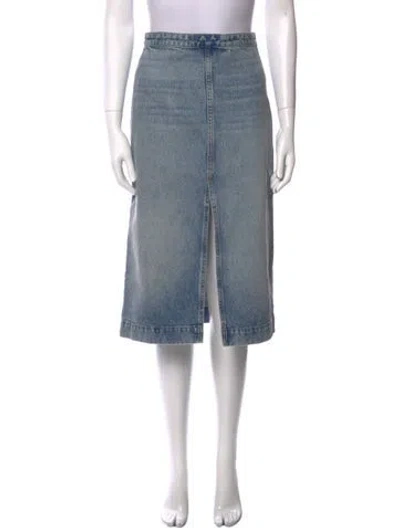 Pre-owned Khaite Distressed Accents Knee-length Skirt In Blue