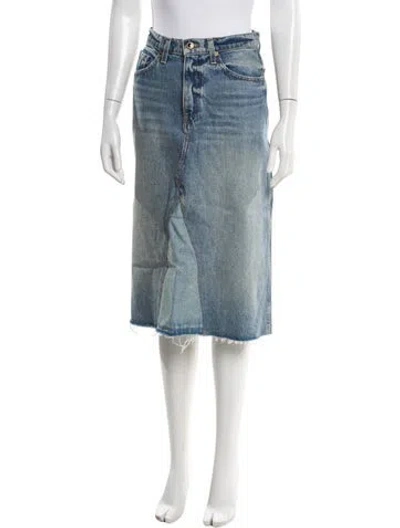 Pre-owned Khaite Distressed Accents Knee-length Skirt In Blue