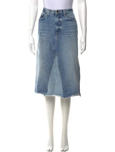 Pre-owned Khaite Distressed Accents Knee-length Skirt In Blue