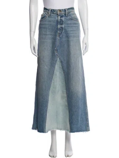 Pre-owned Khaite Distressed Accents Long Skirt In Blue