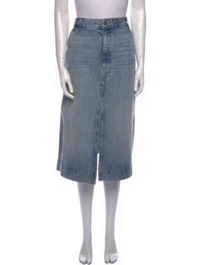 Pre-owned Khaite Distressed Accents Midi Length Skirt In Blue